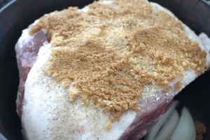 venison roast end, quail ingredients, pork roast 011